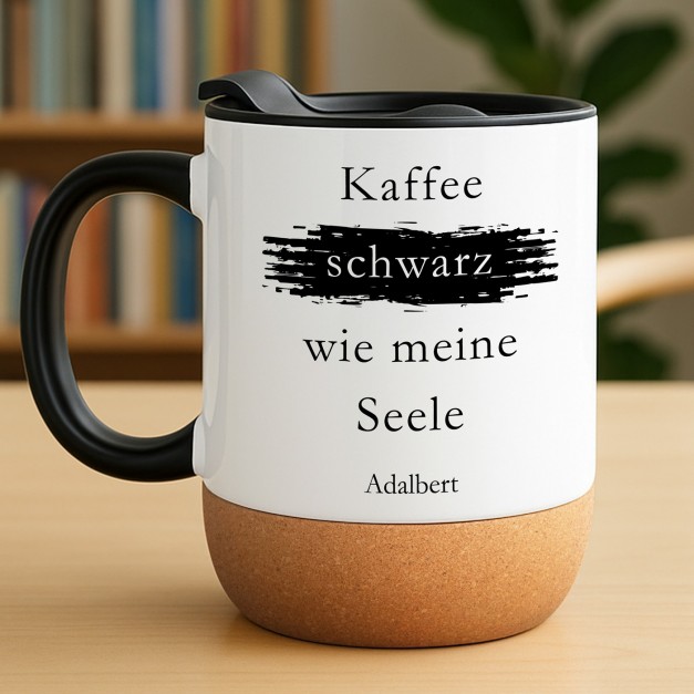 Kaffeebecher mit Aufdruck Weiß/Glänzend mit Korkboden für Ihren Ehemann, Papa