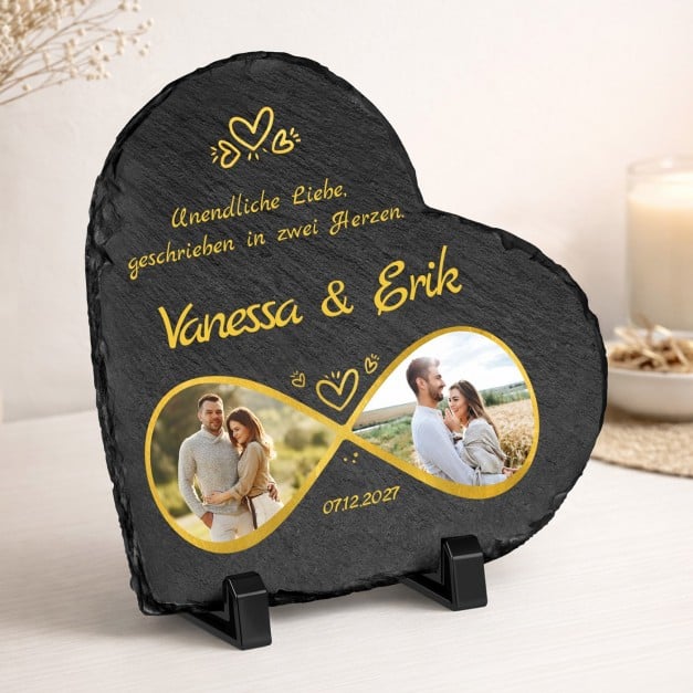 Herzförmige Schieferplatte mit Aufdruck für Ihre Freundin zum Valentinstag, Geburtstag