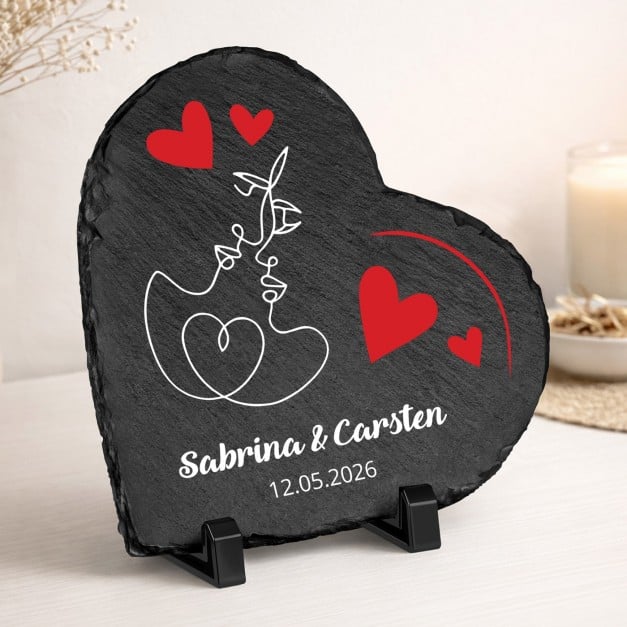 Herzförmige Schieferplatte mit Aufdruck für sie/ihn zum Geburtstag, Valentinstag