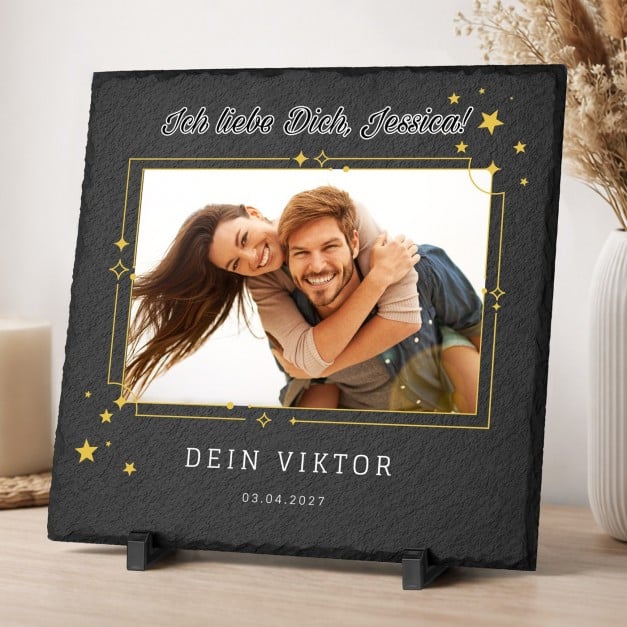Schieferplatte mit Aufdruck für sie zum Hochzeitstag
