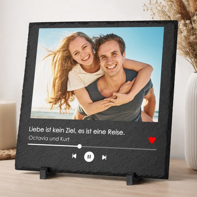 Schieferplatte mit Aufdruck für ein Ehepaar zur Hochzeit
