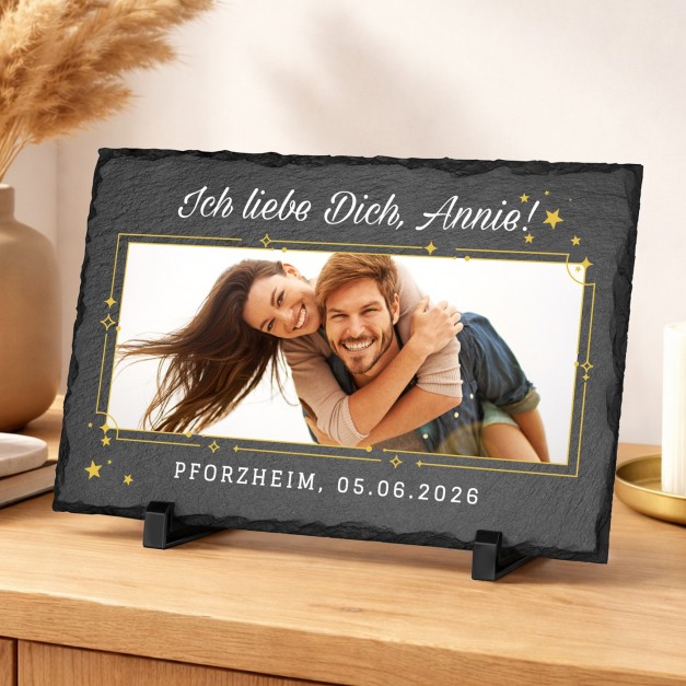 Eckige Schieferplatte mit Aufdruck für Ihre Ehefrau zum Hochzeitstag Geburtstag