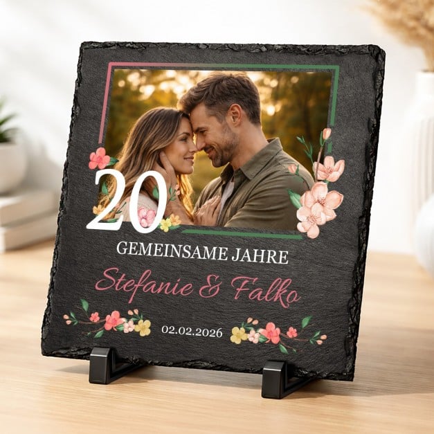 Rechteckige Schieferplatte mit Aufdruck für Ihre Ehefrau Ihren Ehemann zum 20. Hochzeitstag