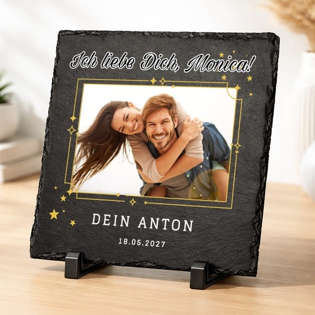 Rechteckige Schieferplatte mit Aufdruck für sie zum Hochzeitstag
