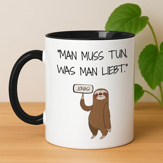 Kaffeebecher mit Aufdruck Weiß/Glänzend Innen Schwarz für Ihren Arbeitskollegen