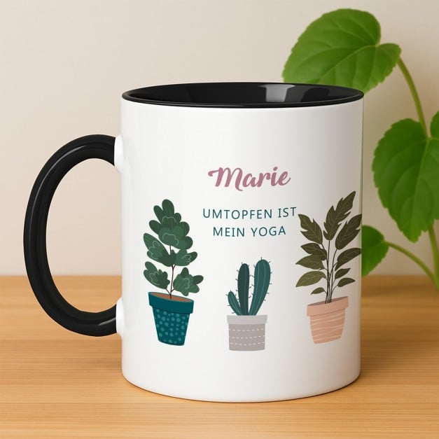 Kaffeebecher mit Aufdruck Weiß/Glänzend Innen Schwarz für Ihre Oma, Mama, Gärtnerin