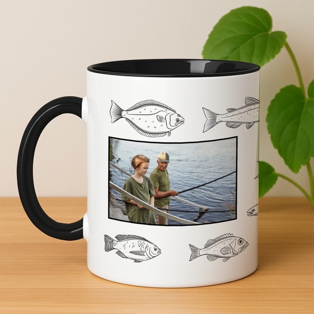 Kaffeebecher mit Foto Weiß/Glänzend Innen Schwarz für Ihren Opa zum Geburtstag
