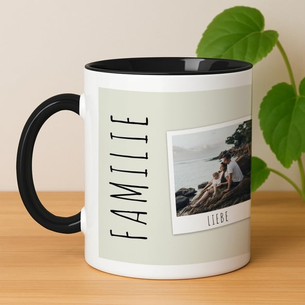 Kaffeebecher mit Foto Weiß/Glänzend Innen Schwarz für Ihre Ehefrau Ihren Ehemann