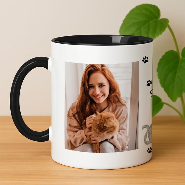 Kaffeebecher mit Foto Weiß/Glänzend Innen Schwarz für eine Katzenmama
