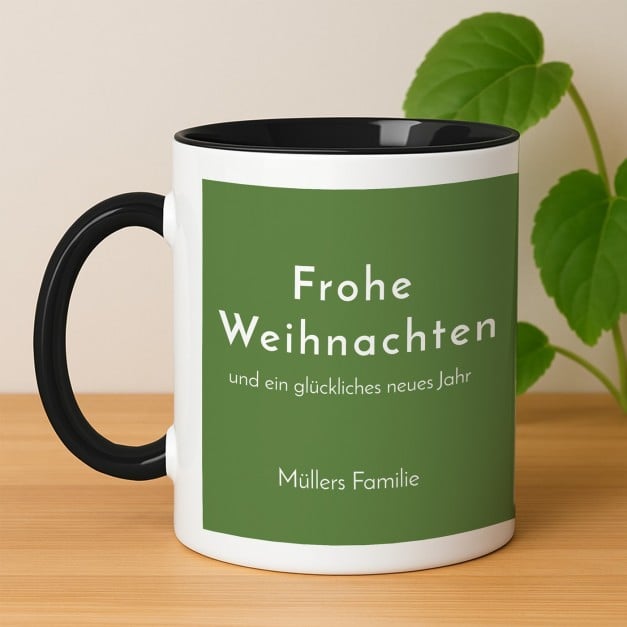 Kaffeebecher mit Foto Weiß/Glänzend Innen Schwarz für Ihre Eltern zum Weihnachtsfest