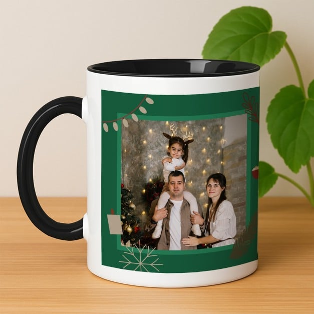 Kaffeebecher mit Foto Weiß/Glänzend Innen Schwarz zu Weihnachten