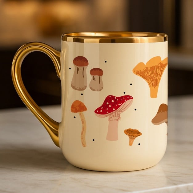 Kaffeebecher mit Goldakzenten und Aufdruck für sie zum Geburtstag