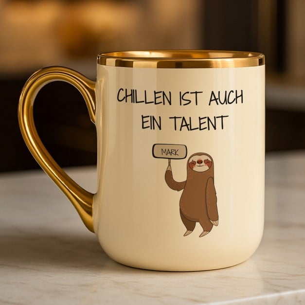 Kaffeebecher mit Goldakzenten und Aufdruck für Ihren Arbeitskollege zum Geburtstag, Jubiläum