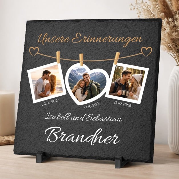 Schieferplatte mit Aufdruck für ein Paar zum Jahrestag Einzug