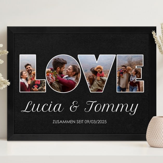 Personalisiertes Wandbildposter mit eigenem Foto für ein Paar zum Hochzeitstag und zur Einweihungsparty