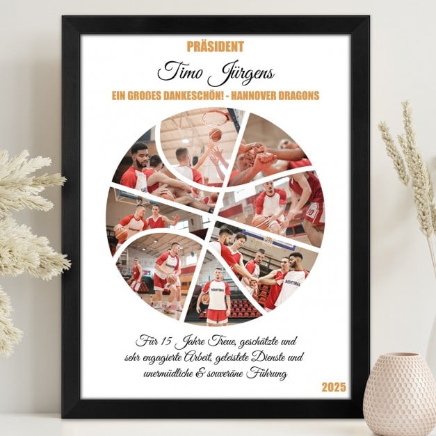 Personalisiertes Wandbildposter mit eigenem Foto für einen Basketballspieler