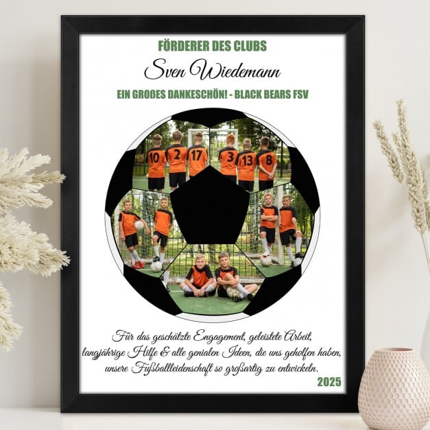 Personalisiertes Wandbildposter mit eigenem Foto für einen Fußballspieler