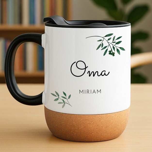 Kaffeebecher mit Foto Weiß/Glänzend mit Korkboden für Ihre weltbeste Oma