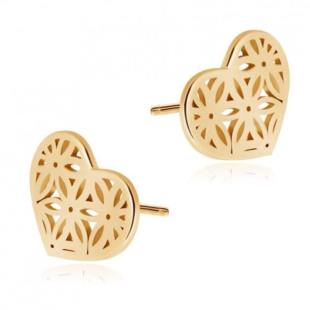 durchbrochene Herzen Ohrstecker aus 585er Gold in exklusiver Geschenkbox mit Gravur