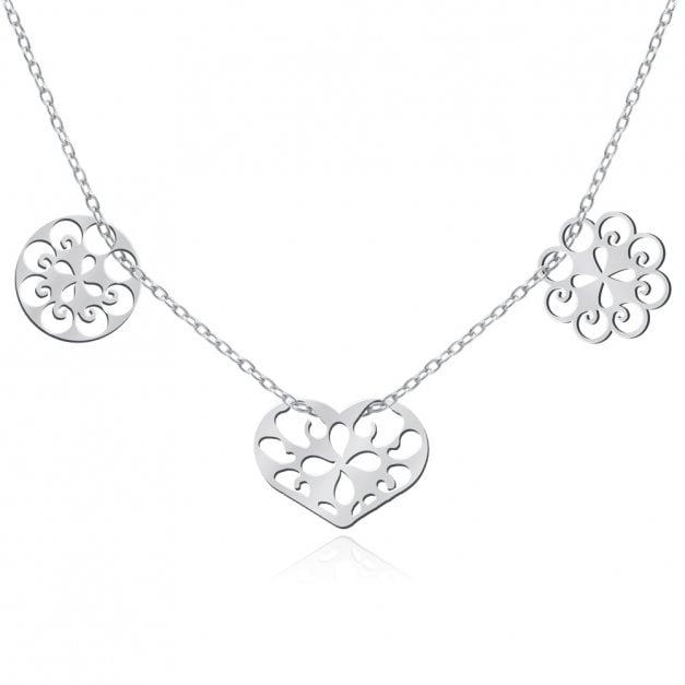 Damenhalskette aus 925er Silber mit Trio-Anhänger in exklusiver Geschenkbox mit Gravur