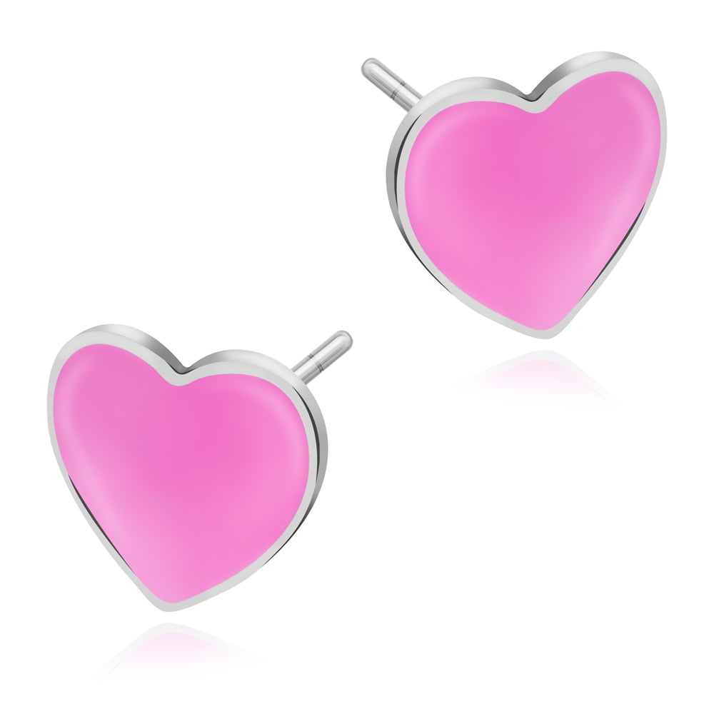 Rosa Herzen Ohrstecker aus 925er Silber in exklusiver Geschenkbox mit Gravur