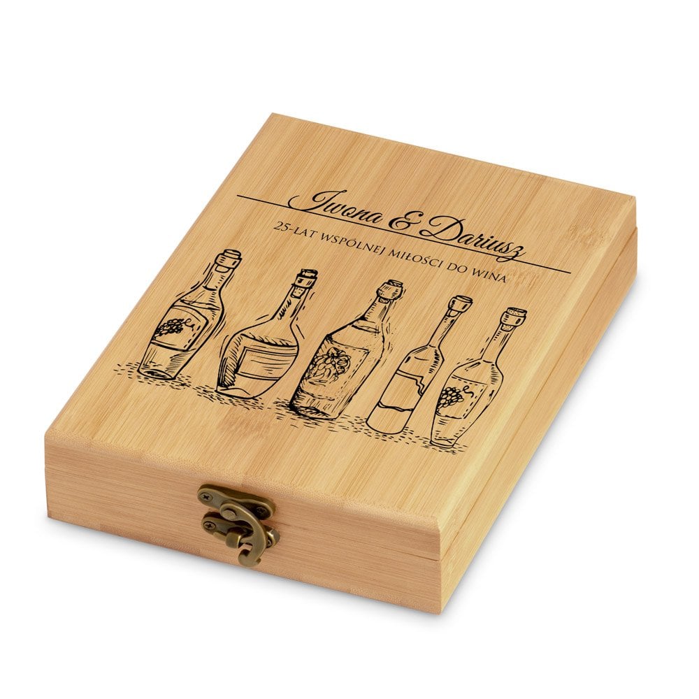 4er Weinzubehör-Set mit Aufdruck für ein Paar zum 25. Jahrestag