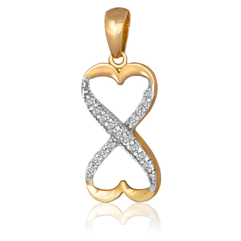 Infinity Herzanhänger mit Kristallen aus 333er Gold in exklusiver Geschenkbox mit Gravur