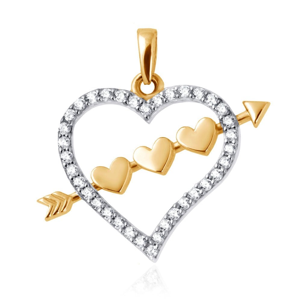 Herzanhänger mit Liebespfeil aus 333er Gold in exklusiver Geschenkbox mit Gravur