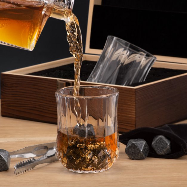 Whisky Steine Set mit 2 Gläsern in Holzbox mit Gravur für Ihren Vater zum Vatertag