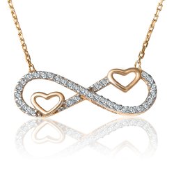 Glamour Promi Damenhalskette mit Unendlichkeitsanhänger aus 333er Gold in exklusiver Geschenkbox mit Gravur