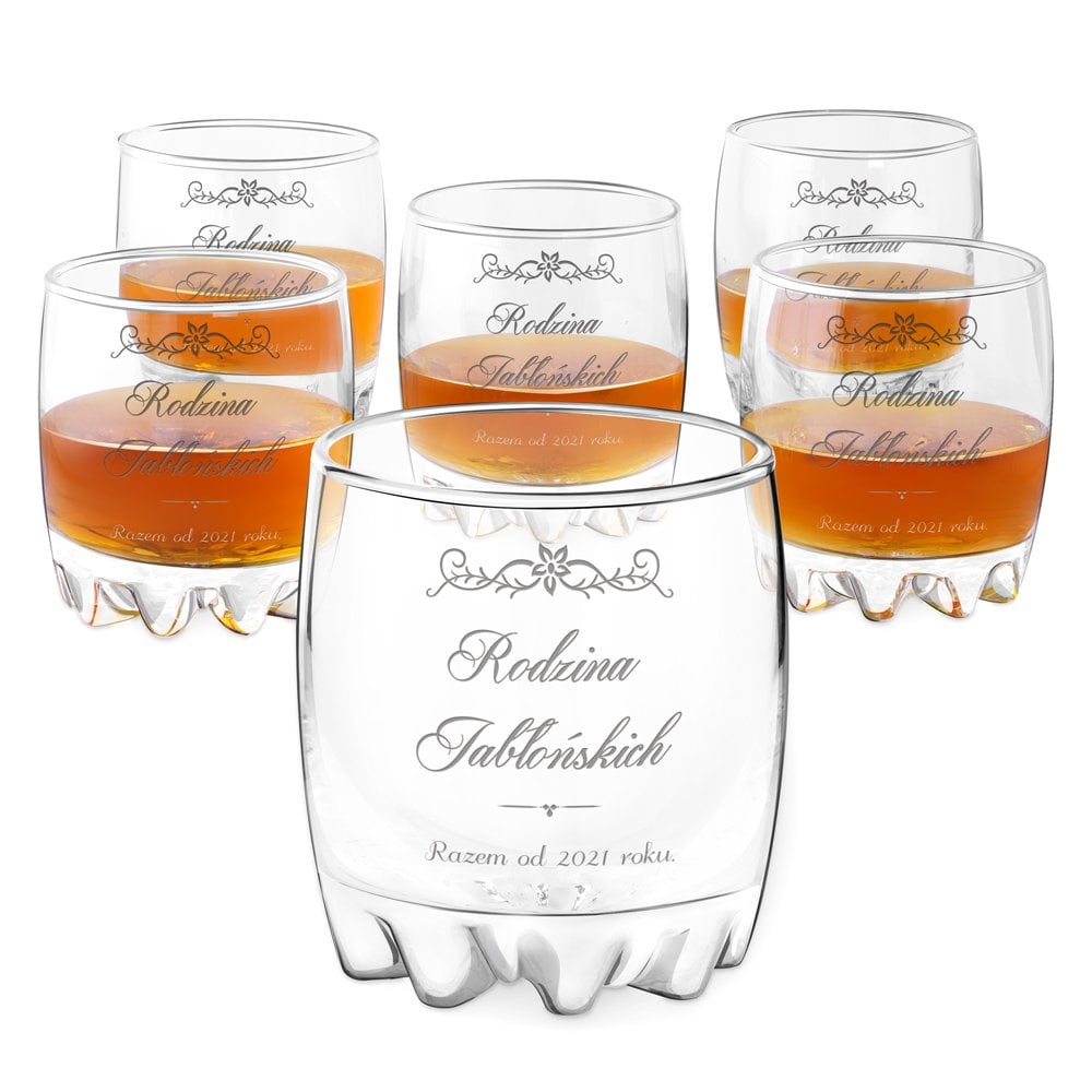 Sylvana 6er Whisky Gläser Set mit Gravur zur Hochzeit zum Hochzeitstag