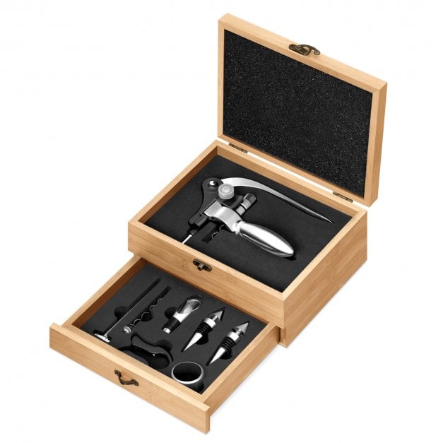 8er Weinzubehör-Set mit Schublade und Aufdruck für Ihre Eltern Schwiegereltern als Dankeschön
