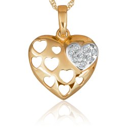 Herzanhänger mit Zirkonia Steinen + Singapurkette aus 333er Gold in exklusiver Geschenkbox mit Gravur