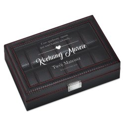 Schwarzer Uhrenkasten mit Gravur für sie zum Geburtstag Valentinstag