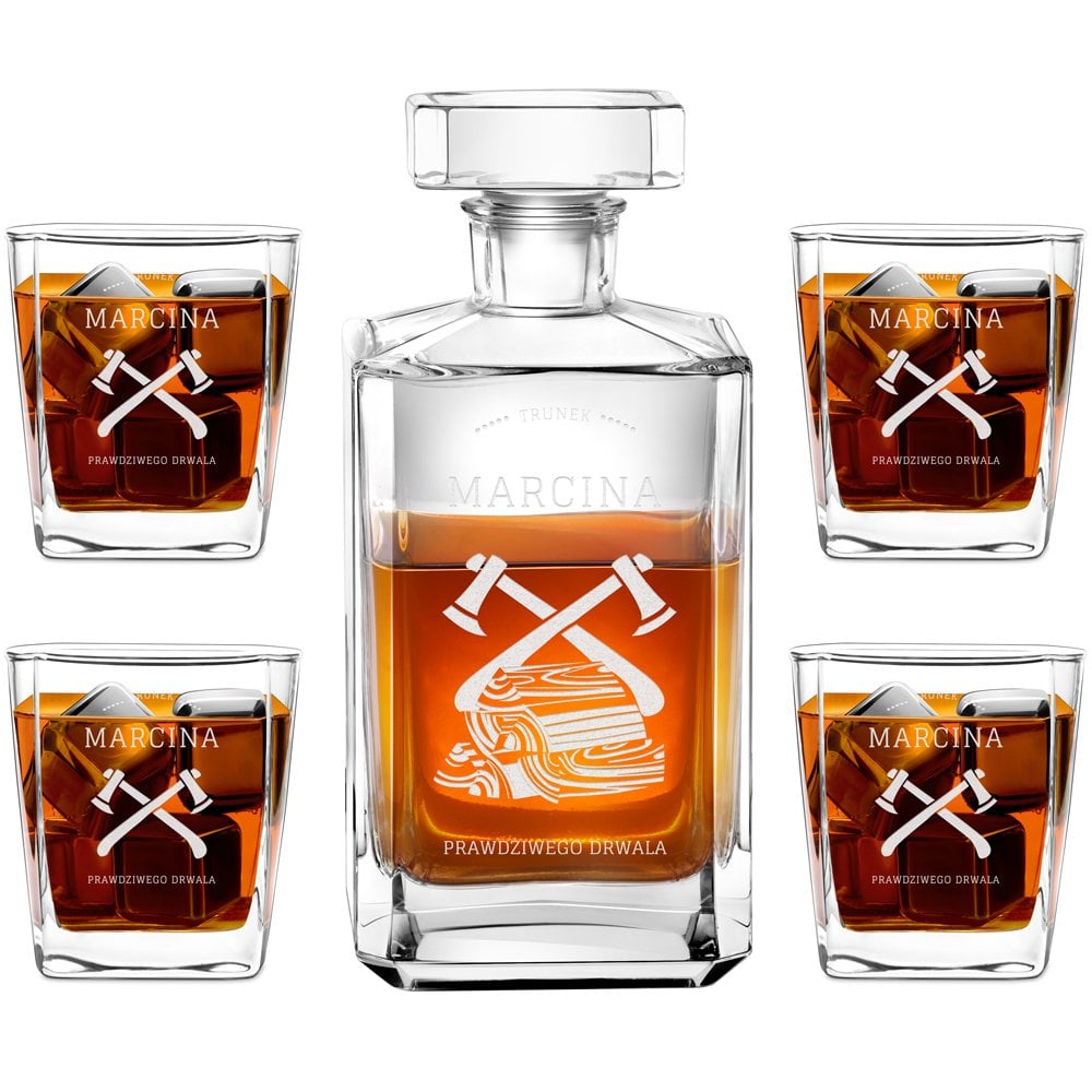Bourbon Karaffe Set mit 4 Gläsern und Gravur für einen Naturliebhaber