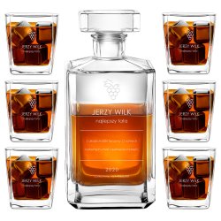 Bourbon Karaffe Set mit 6 Gläsern und Gravur für Ihren Papa zum Geburtstag