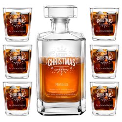 Bourbon Karaffe Set mit 6 Gläsern und Gravur für sie zu Weihnachten