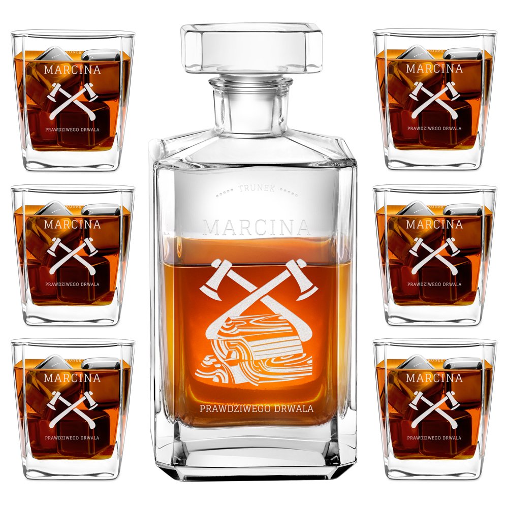 Bourbon Karaffe Set mit 6 Gläsern und Gravur für einen Naturliebhaber