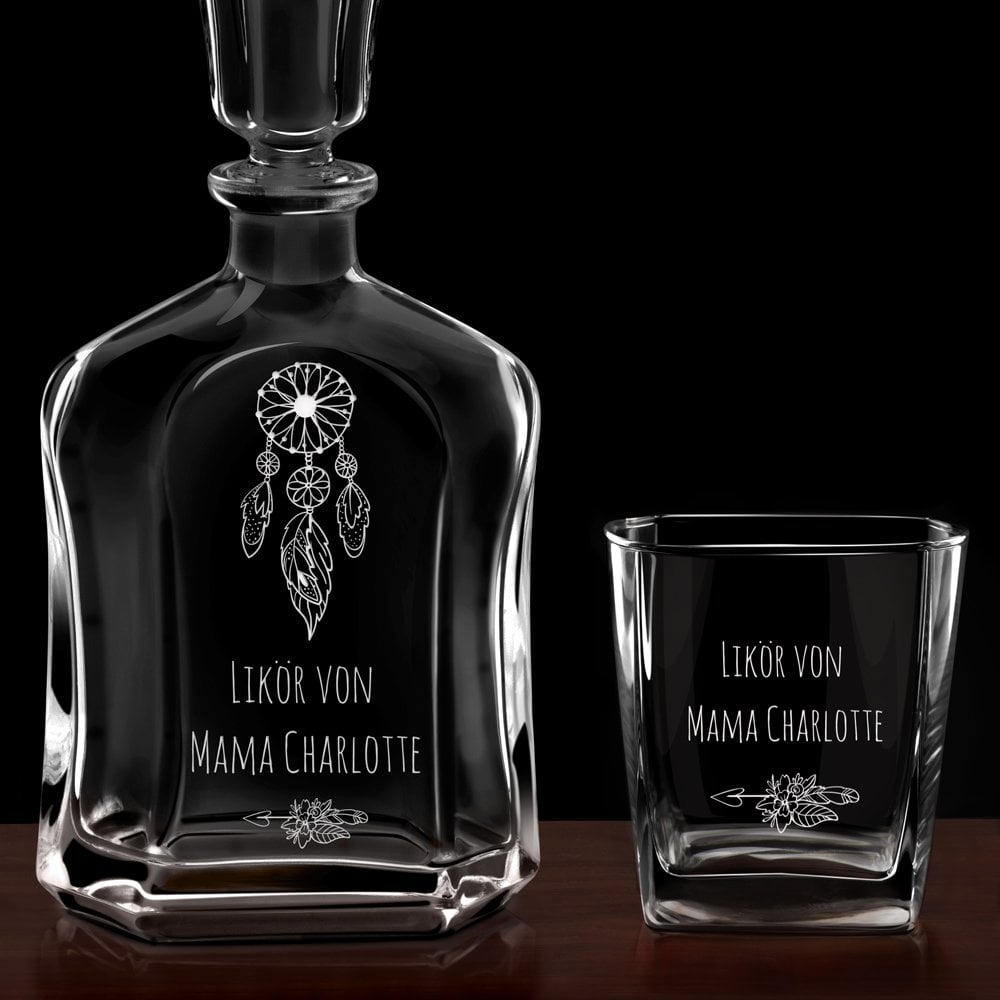 Whisky Karaffe Set mit 4 Gläsern und Gravur für Ihre Mama