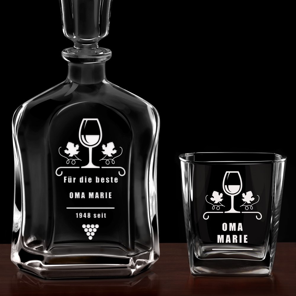 Whisky Karaffe Set mit 4 Gläsern und Gravur für Ihren Opa zum Geburtstag