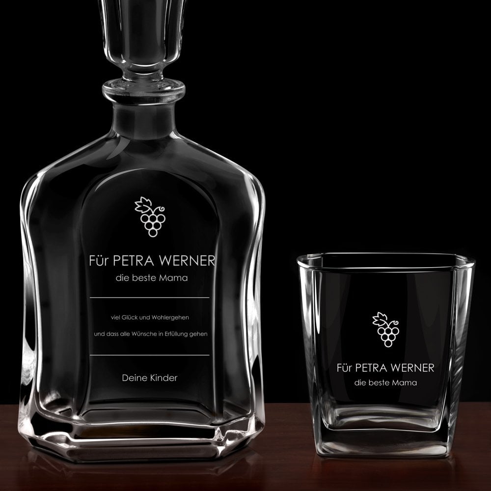 Whisky Karaffe Set mit 4 Gläsern und Gravur für Ihren Papa zum Geburtstag