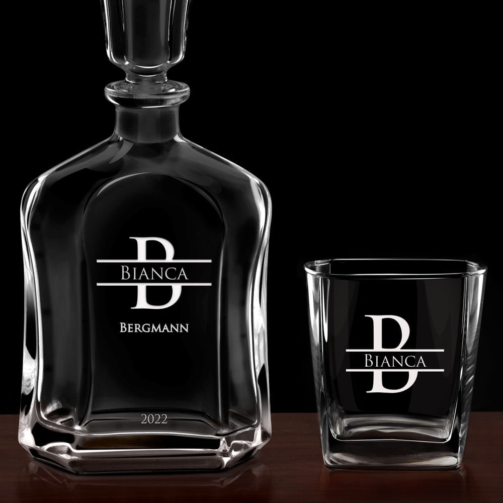 Whisky Karaffe mit 2 Gläsern und Gravur für ihn zum Namenstag