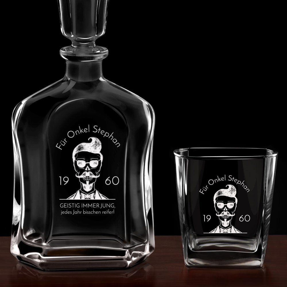 Whisky Karaffe mit 2 Gläsern und Gravur für Ihren Onkel zum Geburtstag