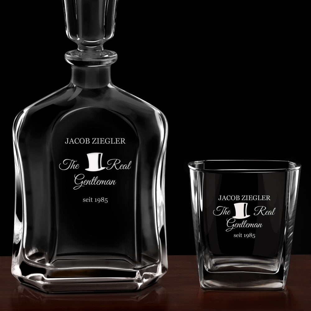 Whisky Karaffe mit 2 Gläsern und Gravur für einen Gentleman zum Geburtstag