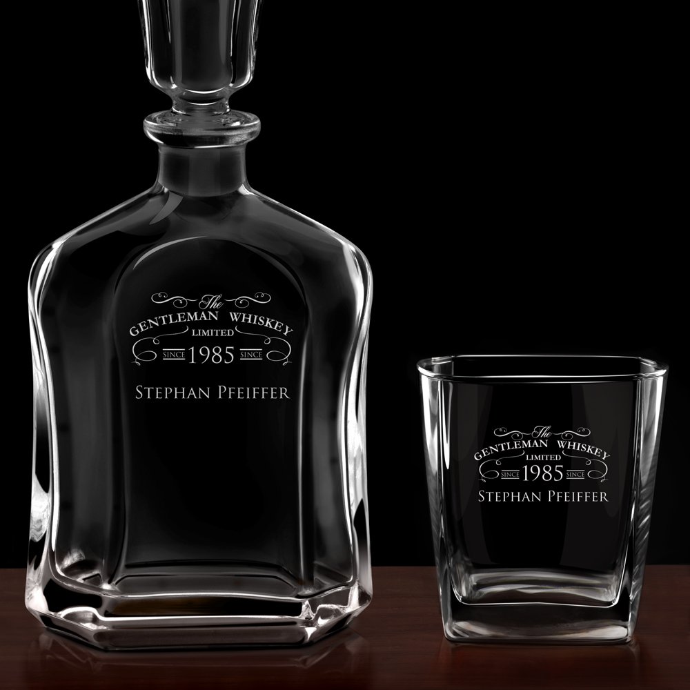 Whisky Karaffe Set mit 6 Gläsern und Gravur für einen Gentleman zum Geburtstag