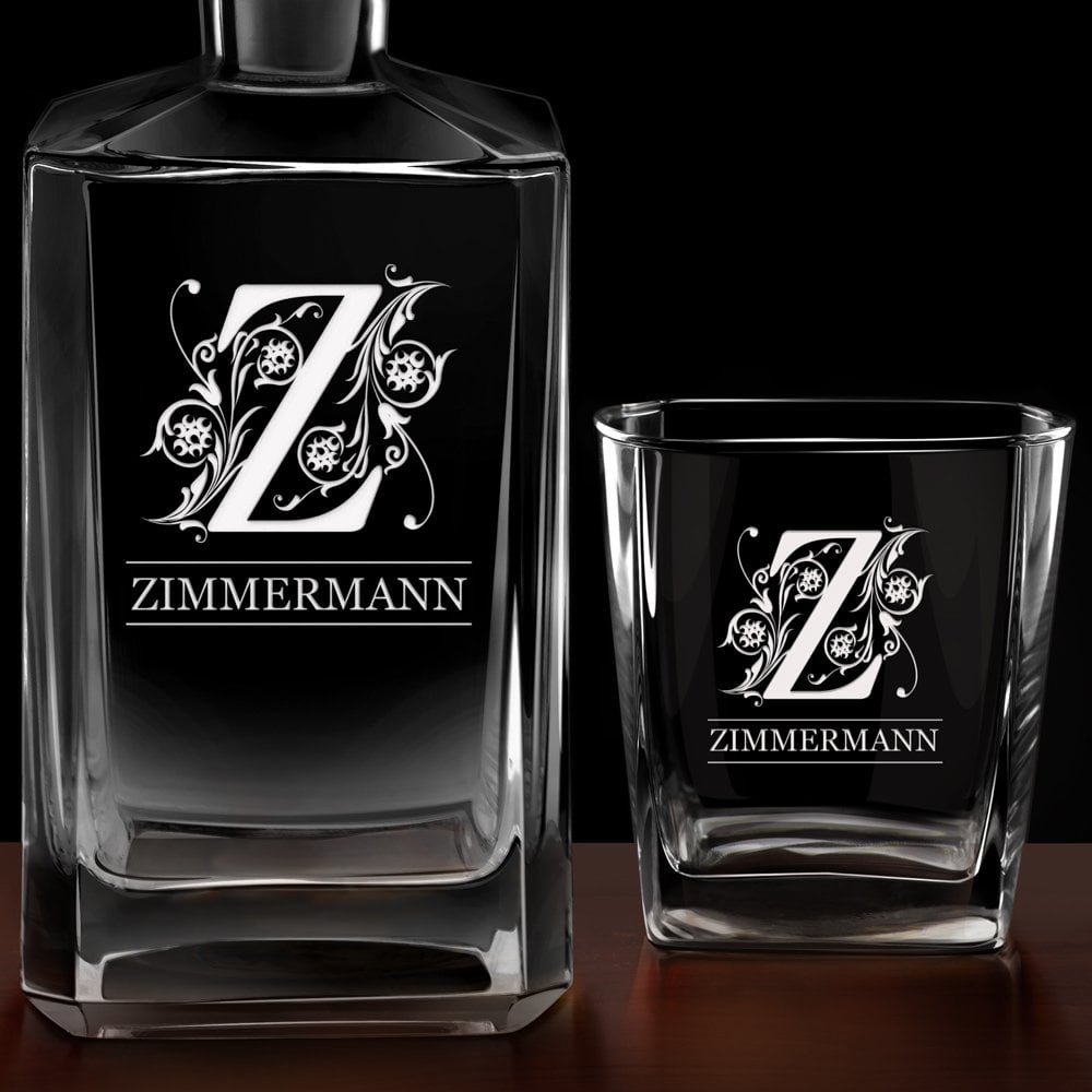 Bourbon Karaffe Set mit 6 Gläsern und Gravur für einen Gentleman