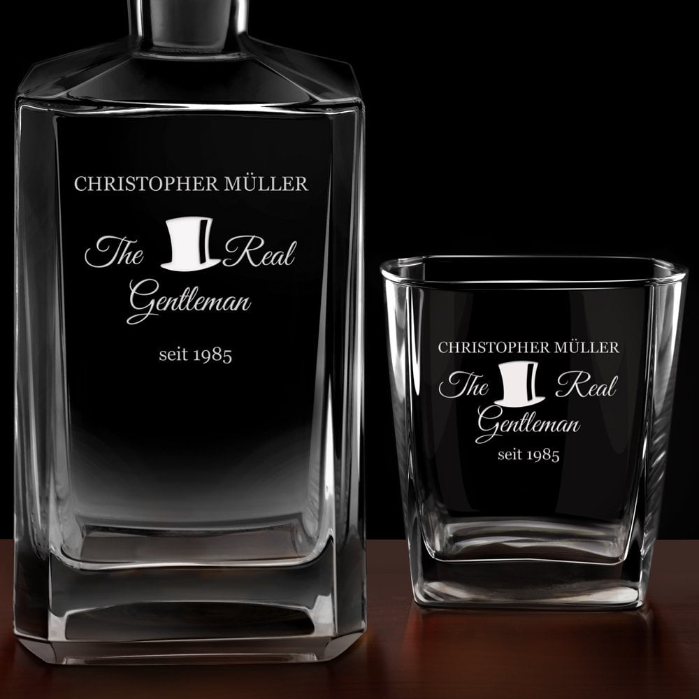 Bourbon Karaffe Set mit 6 Gläsern und Gravur für einen Gentleman zum Geburtstag