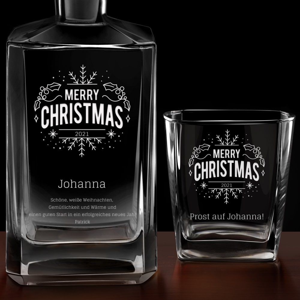 Bourbon Karaffe Set mit 6 Gläsern und Gravur für sie zu Weihnachten