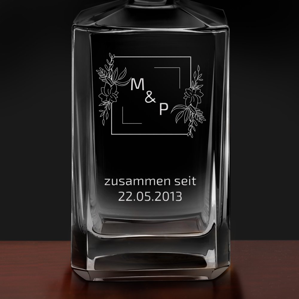 Bourbon Whisky Karaffe mit Gravur für ein Paar zum Hochzeitstag Jahrestag