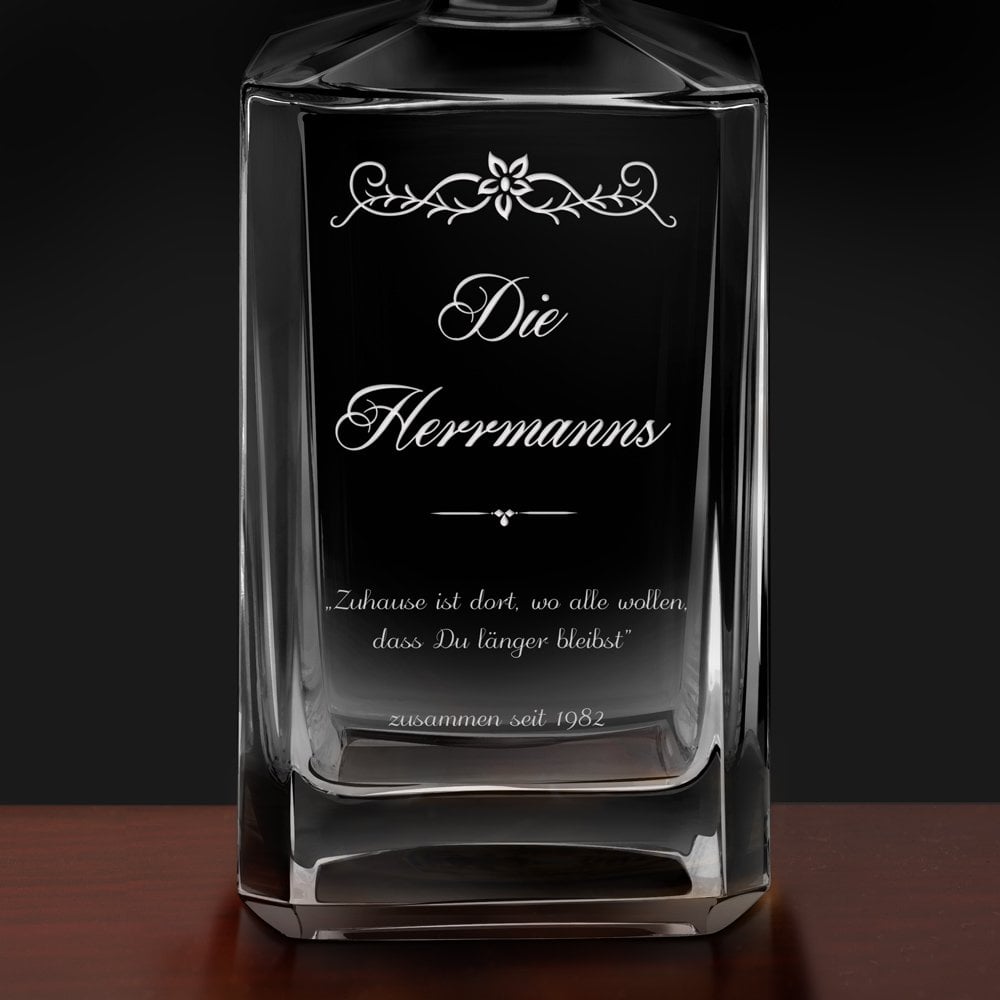 Bourbon Whisky Karaffe mit Gravur für ein Paar zur Hochzeit zum Einzug
